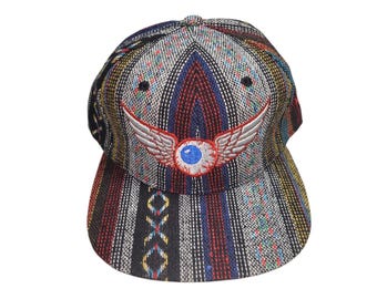 Snapback Flat-Brim Hat - Flying Eyeball- One Of A Kind
