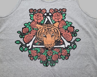 Men's Tank Top - Tiger Rose (on Sport Gray)