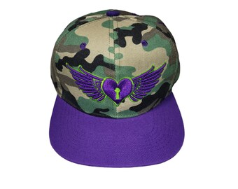 Snapback Flat-Brim Hat - Heart Wings - One Of A Kind