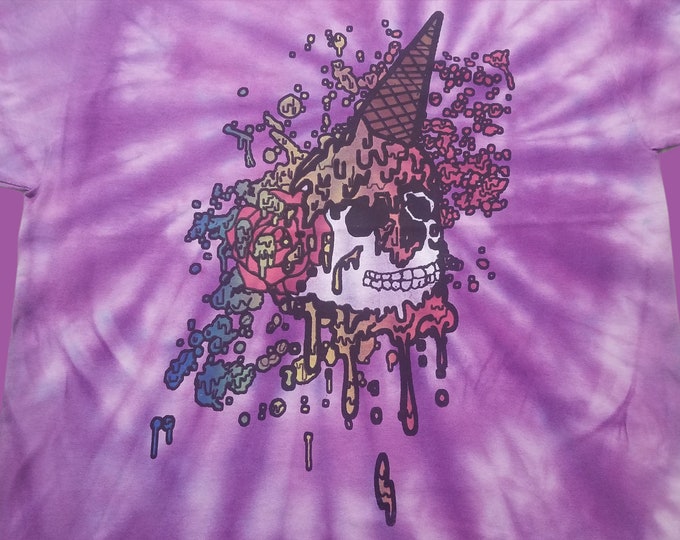T-Shirt - Ice Cream Skull (Tie Dye)