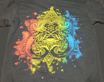 Zip-Up Hoodie (Fleece Lined) - Heart Fractal - Size L (Men)