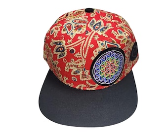 Snapback Flat-Brim Hat - Flower Of Life