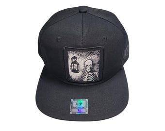 Fitted Flat-Brim Hat - Keeping The Darkness Lit (on Black)