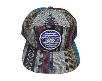 Snapback Flat-Brim Hat - Sri Yantra