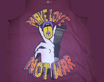 Men's Tank Top - Make Love Not War (on Maroon)