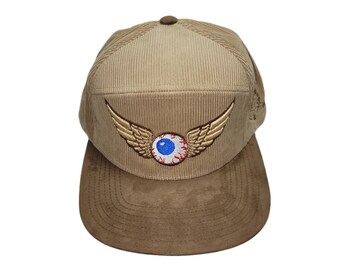 Snapback Flat-Brim Hat - Flying Eyeball- One Of A Kind