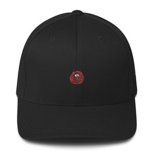 Flex-Fit Bent-Brim Hat - Rose Eye (Red on Black)