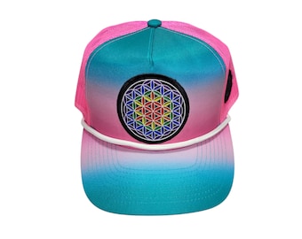 Snapback Bent-Brim Hat - Flower Of Life