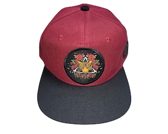 Snapback Flat-Brim Hat - Tiger Rose