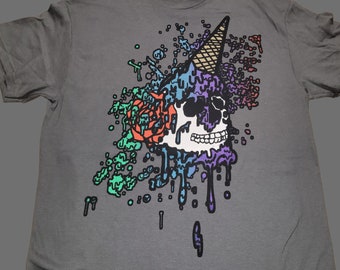 T-Shirt - Ice Cream Skull (on Charcoal)