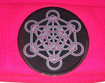 Sock Hat - Metatron's Cube (on Safety Pink)