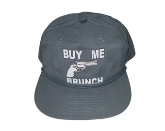 Snapback Flat-Brim Hat - Buy Me Brunch (on Black)