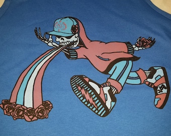 Men's Tank Top - Too Much Too Fast (on Blue) - SIZE S