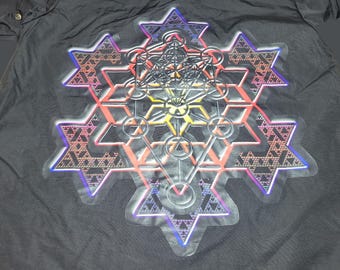Water-Resistant Hooded Windbreaker - Merkaba Fractal - Size XXL (Men)