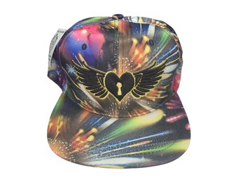 Snapback Flat-Brim Hat - Heart Wings - One Of A Kind