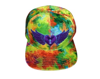 Strap-back Flat-Brim Hat - Heart Wings - One Of A Kind