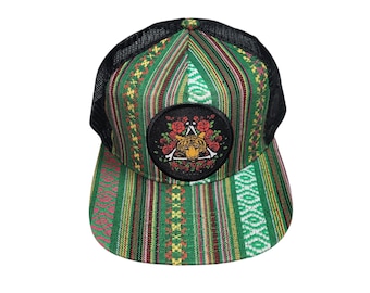 Snapback Flat-Brim Hat - Tiger Rose