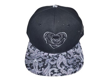 Snapback Flat-Brim Hat - Heart Rose - One Of A Kind