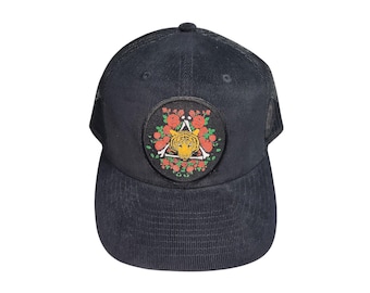 Snapback Bent-Brim Hat - Tiger Rose