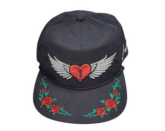 Snapback Flat-Brim Hat - Heart Wings - One Of A Kind