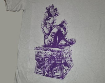 T-Shirt - Xochipilli Aztec Prince of Flowers (on Light Gray)