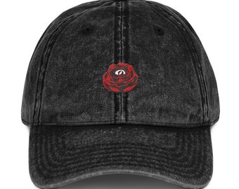 Buckle-Back Bent-Brim Dad Hat - Rose Eye (Red)