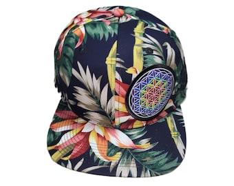 Snapback Flat-Brim Hat - Flower Of Life