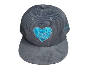 Snapback Flat-Brim Hat - Heart Rose - One Of A Kind