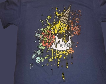 T-Shirt - Ice Cream Skull (on Navy)