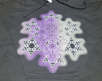 Pullover Hoodie (Lightweight) - Merkaba Fractal - Size XL (Unisex)