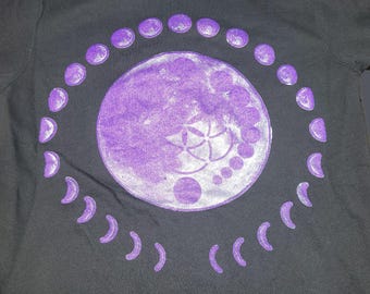 Zip-Up Hoodie (Lightweight) - Moon Cycles - Size M (Unisex)