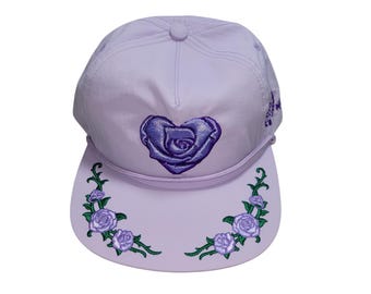 Snapback Flat-Brim Hat - Heart Rose - One Of A Kind