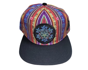 Snapback Flat-Brim Hat - Merkaba Fractal