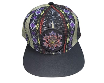 Snapback Flat-Brim Hat - Merkaba Fractal
