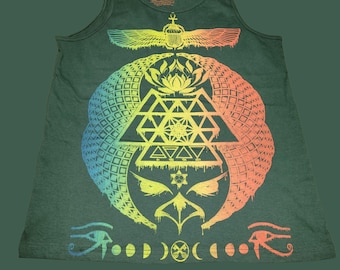 Men's Tank Top - Ascending Visions (on Forest Green)