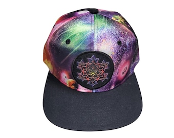 Snapback Flat-Brim Hat - Merkaba Fractal