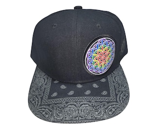 Snapback Flat-Brim Hat - Flower Of Life