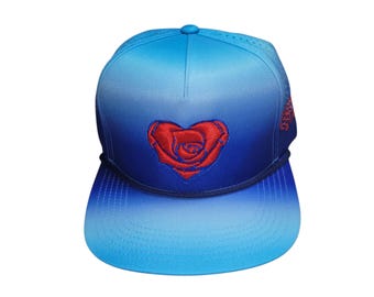 Snapback Flat-Brim Hat - Heart Rose - One Of A Kind