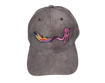 Snapback Bent-Brim Hat - Elephant Rainbows - One Of A Kind