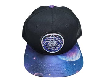 Snapback Flat-Brim Hat - Sri Yantra