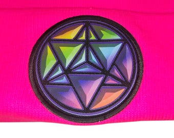 Sock Hat - Star Tetrahedron (on Safety Pink)