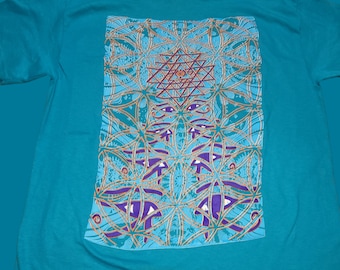 T-Shirt - Eye of Horus Fractal (on Teal) - SIZE M