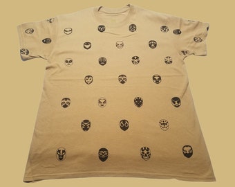 T-Shirt - Luchador Masks (on Gold)