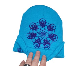 Sock Hat - Meeting Of Minds (on Neon Blue)