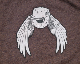 T-Shirt - Flying Eyeball (on Heather Brown)