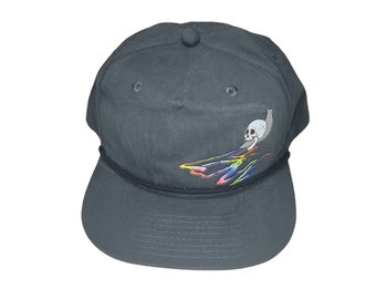 Snapback Flat-Brim Hat - Snail Trail (on Black)