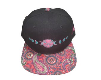 Snapback Flat-Brim Hat - Moon Phases - One Of A Kind
