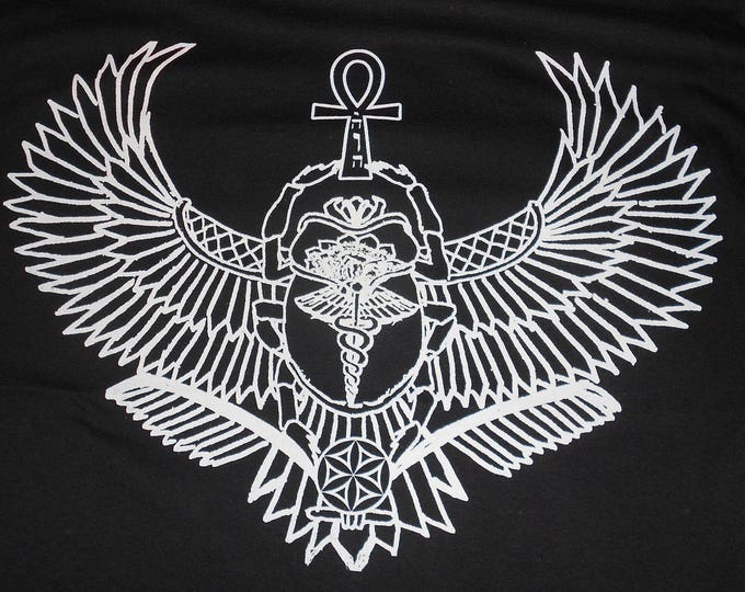 T-Shirt - Winged Scarab (on Black, Army or Sand)