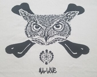 T-Shirt - Owl Crossbones (on Army or Sand)