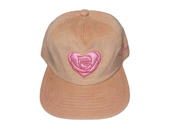 Snapback Flat-Brim Hat - Heart Rose - One Of A Kind